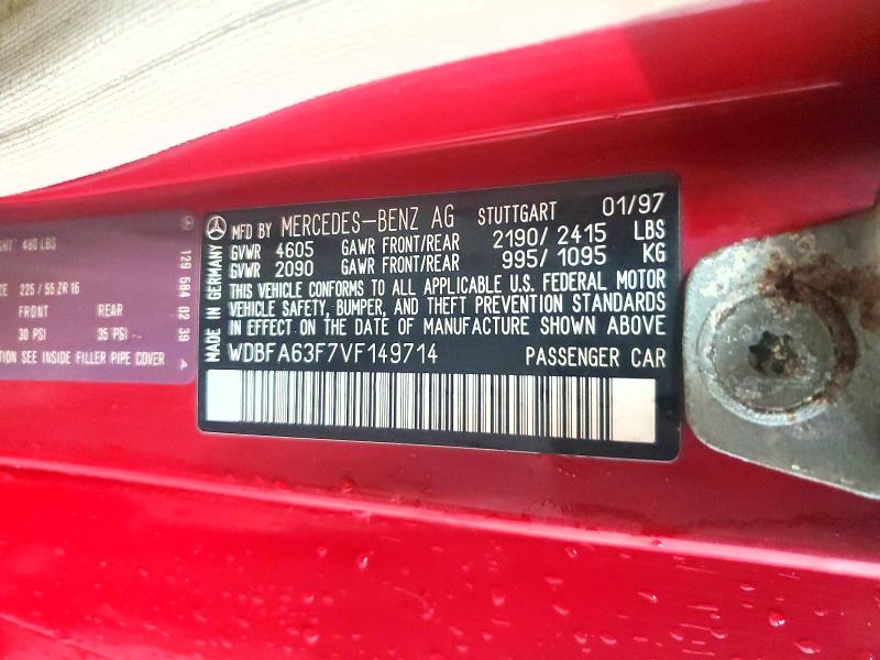 Aukcja sprzedaży 1997 Mercedes-benz Sl, vin: WDBFA63F7VF149714, numer aukcji: 71459576