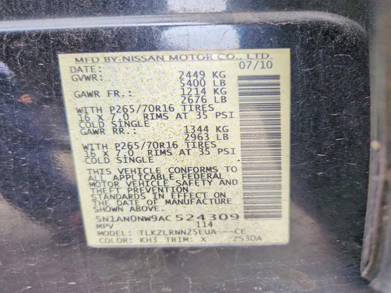 Aukcja sprzedaży 2010 Nissan Xterra, vin: 5N1AN0NW9AC524309, numer aukcji: 71609366