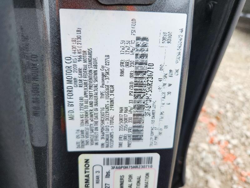 Продаж на аукціоні авто 2017 Ford Fusion, vin: 3FA6P0H75HR230710, номер лоту: 73141856