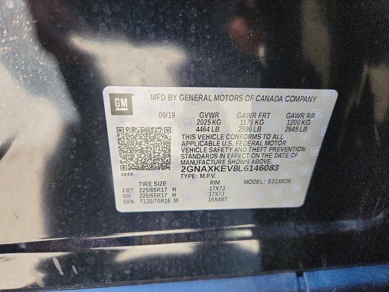 71776356 :رقم المزاد ، 2GNAXKEV8L6146083 vin ، 2020 Chevrolet Equinox مزاد بيع