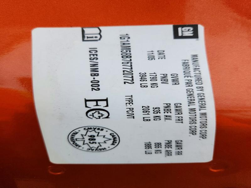 73538316 :رقم المزاد ، 1G1AM58B767720772 vin ، 2006 Chevrolet Cobalt مزاد بيع