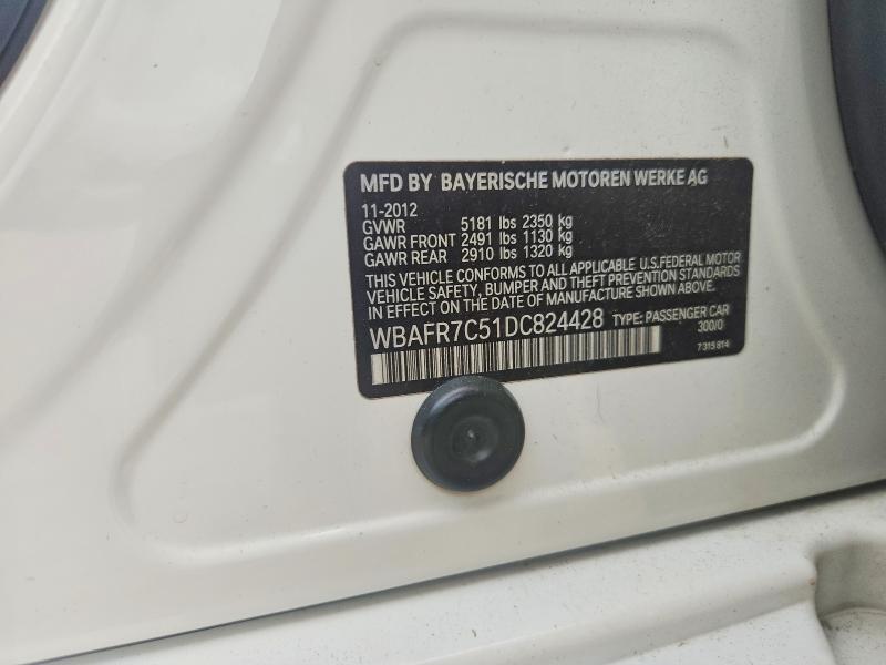 Продаж на аукціоні авто 2013 Bmw 535, vin: WBAFR7C51DC824428, номер лоту: 71647296
