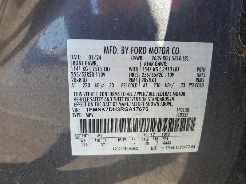Продаж на аукціоні авто 2024 Ford Explorer, vin: 1FMSK7DH3RGA17676, номер лоту: 71689706