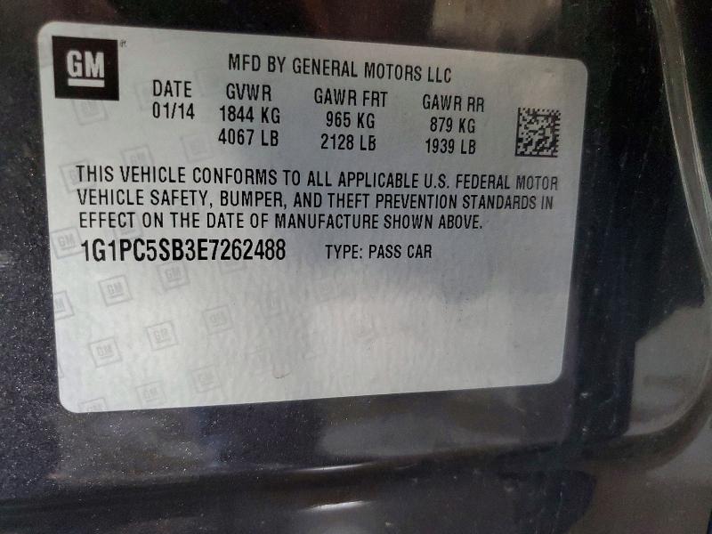 2014 Chevrolet Cruze მანქანა იყიდება აუქციონზე, vin: 1G1PC5SB3E7262488, აუქციონის ნომერი: 71738556