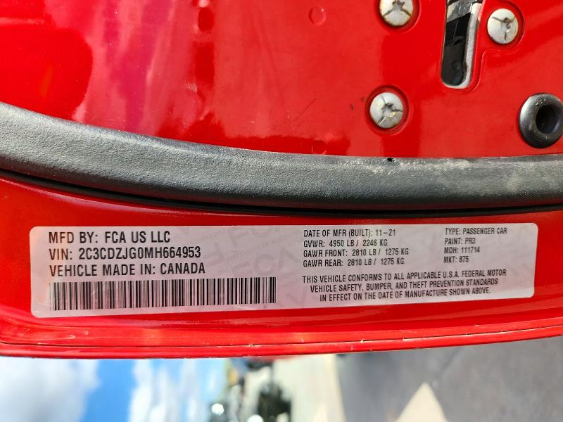 Aukcja sprzedaży 2021 Dodge Challenger, vin: 2C3CDZJG0MH664953, numer aukcji: 73278556