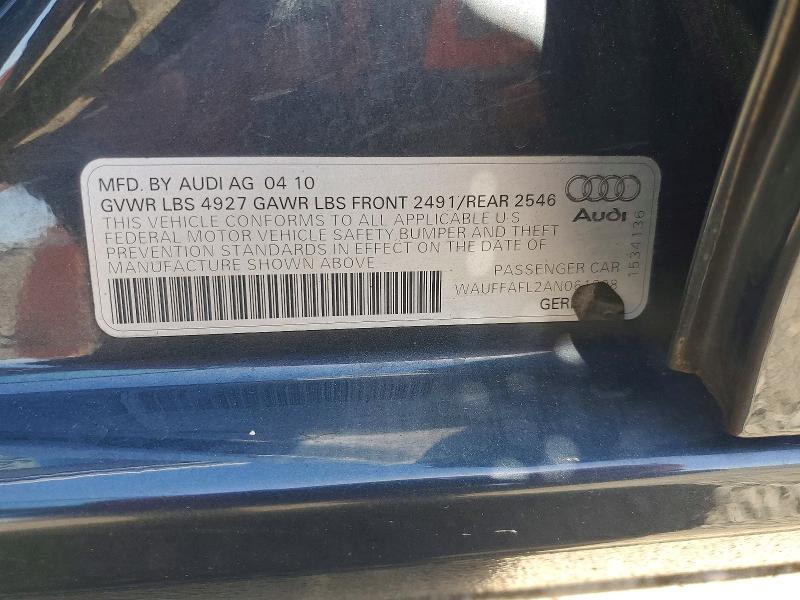 2010 Audi A4 მანქანა იყიდება აუქციონზე, vin: WAUFFAFL2AN061898, აუქციონის ნომერი: 71810346