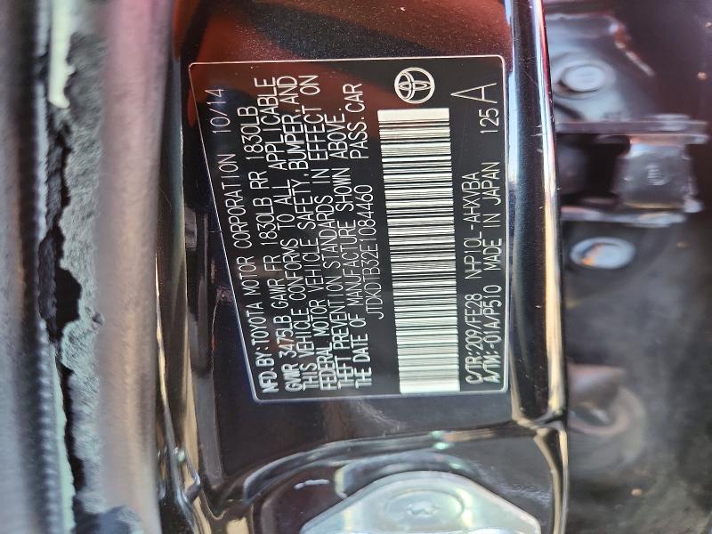 72017996 :رقم المزاد ، JTDKDTB32E1084460 vin ، 2014 Toyota Prius C مزاد بيع