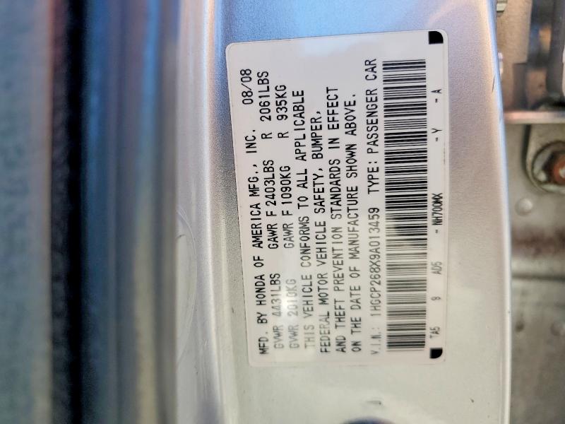 71462596 :رقم المزاد ، 1HGCP268X9A013459 vin ، 2009 Honda Accord مزاد بيع