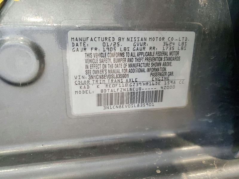 Продажа на аукционе авто 2025 Nissan Versa, vin: 3N1CN8EV0SL835901, номер лота: 72213856