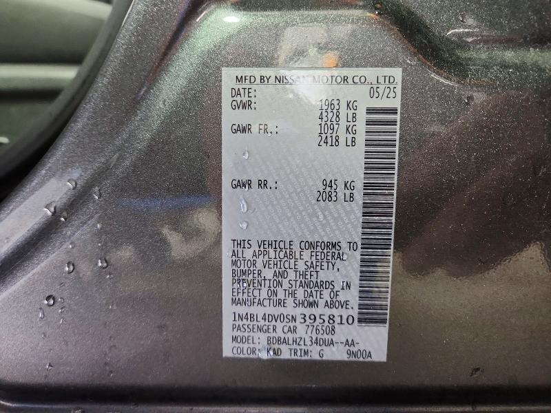 Aukcja sprzedaży 2025 Nissan Altima, vin: 1N4BL4DV0SN395810, numer aukcji: 71401096
