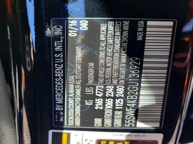 70902806 :رقم المزاد ، 55SWF4KB2GU136929 vin ، 2016 Mercedes-benz C مزاد بيع