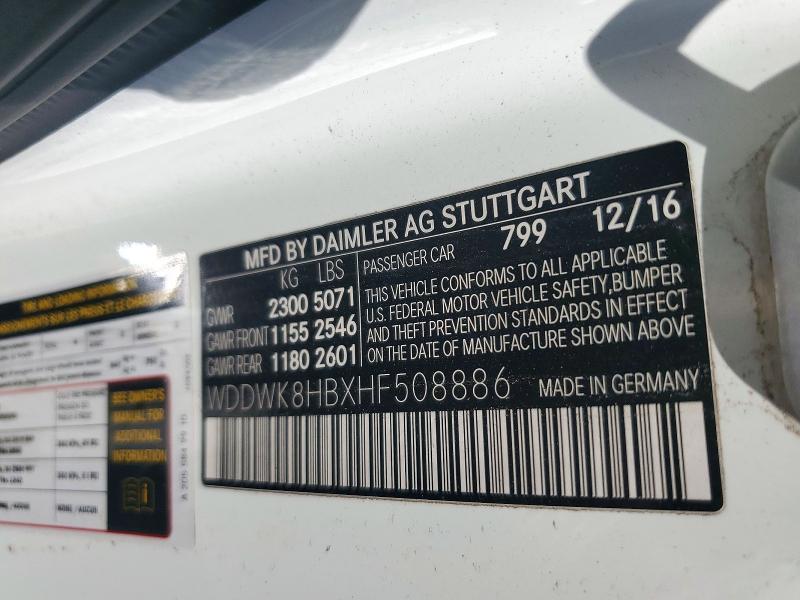 2017 Mercedes-benz C მანქანა იყიდება აუქციონზე, vin: WDDWK8HBXHF508886, აუქციონის ნომერი: 71858286