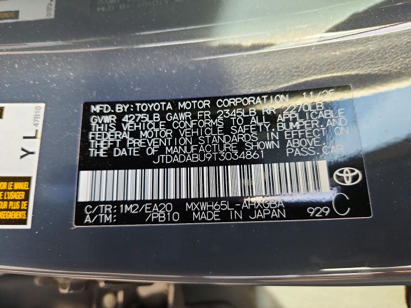 Aukcja sprzedaży 2026 Toyota Prius, vin: JTDADABU9T3034861, numer aukcji: 72362456