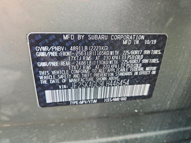 71798546 :رقم المزاد ، JF2SKAGC9LH446454 vin ، 2020 Subaru Forester مزاد بيع