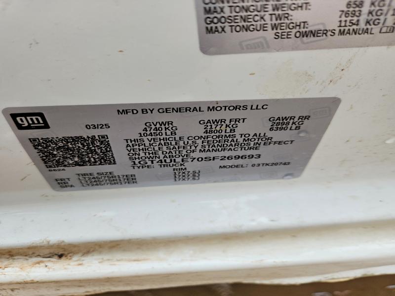 2025 Gmc Sierra მანქანა იყიდება აუქციონზე, vin: 1GT4ULE70SF269693, აუქციონის ნომერი: 71548726