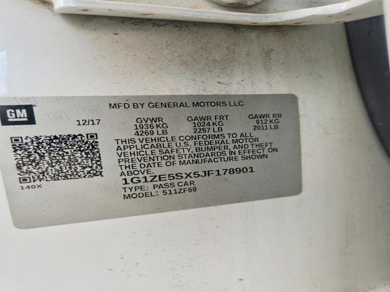 Aukcja sprzedaży 2018 Chevrolet Malibu, vin: 1G1ZE5SX5JF178901, numer aukcji: 71740356