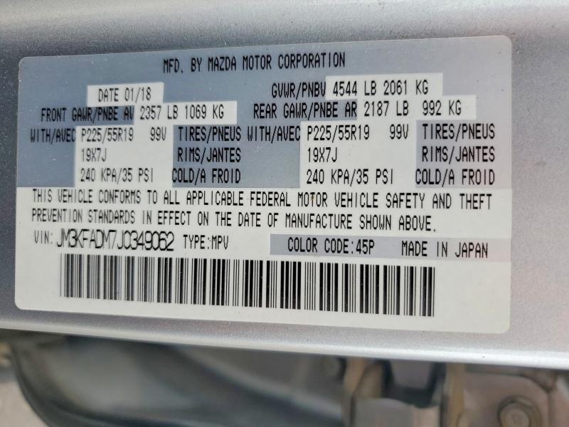 70836866 :رقم المزاد ، JM3KFADM7J0349062 vin ، 2018 Mazda Cx-5 مزاد بيع