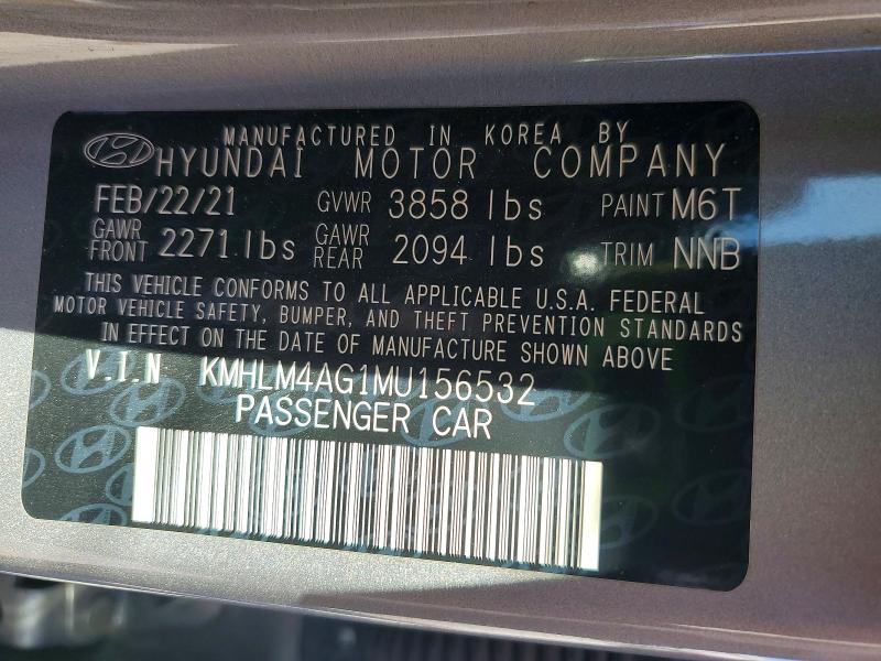 Продажа на аукционе авто 2021 Hyundai Elantra, vin: KMHLM4AG1MU156532, номер лота: 71407126