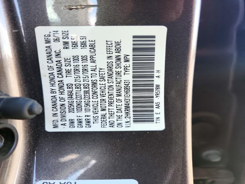 72358896 :رقم المزاد ، 2HKRM4H31EH689431 vin ، 2014 Honda Cr-v مزاد بيع