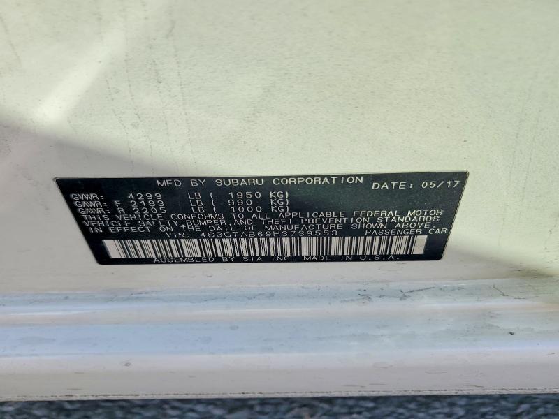 71449156 :رقم المزاد ، 4S3GTAB69H3739553 vin ، 2017 Subaru Impreza مزاد بيع