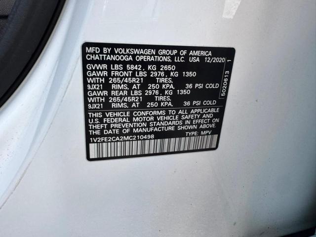 Продажа на аукционе авто 2021 Volkswagen Atlas Cross Sport, vin: 1V2FE2CA2MC210498, номер лота: 72090216