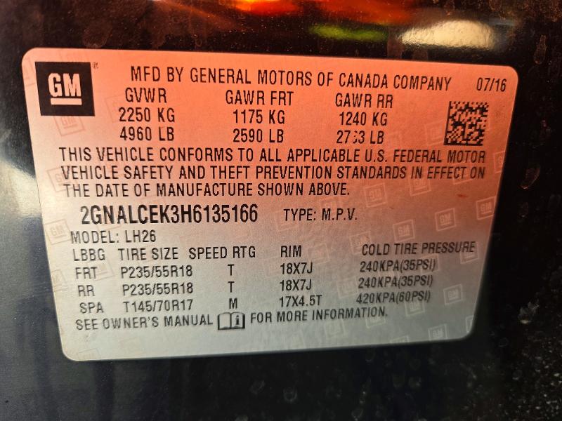Aukcja sprzedaży 2017 Chevrolet Equinox, vin: 2GNALCEK3H6135166, numer aukcji: 71359386