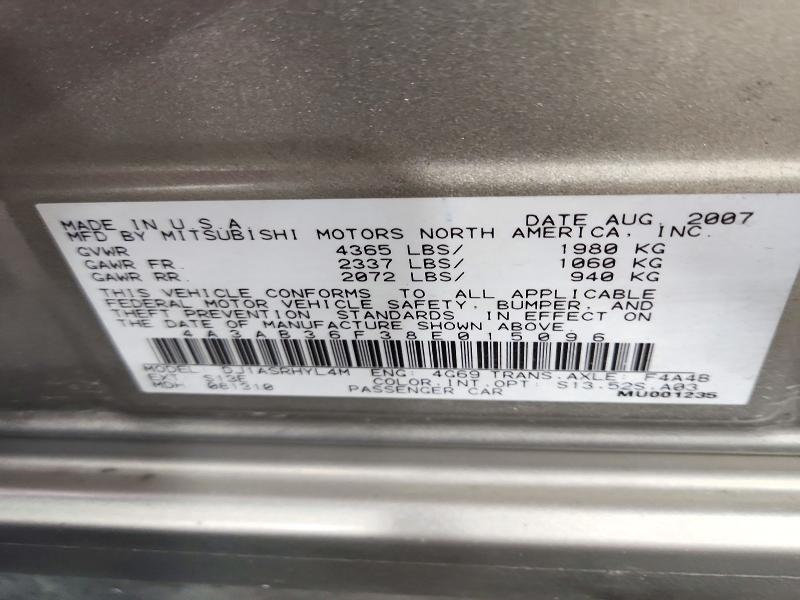 Aukcja sprzedaży 2008 Mitsubishi Galant, vin: 4A3AB36F38E015096, numer aukcji: 73628186