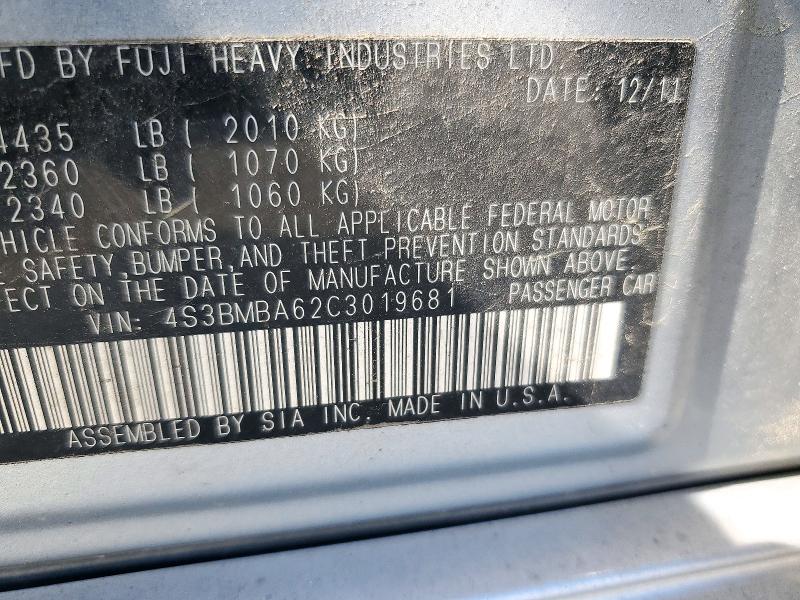 Aukcja sprzedaży 2012 Subaru Legacy, vin: 4S3BMBA62C3019681, numer aukcji: 71810266