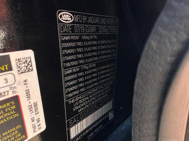 2020 Land Rover Range Rover მანქანა იყიდება აუქციონზე, vin: SALGS5SE5LA570002, აუქციონის ნომერი: 72093396