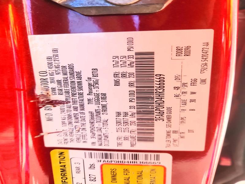 Aukcja sprzedaży 2017 Ford Fusion, vin: 3FA6P0HD4HR366669, numer aukcji: 71899796