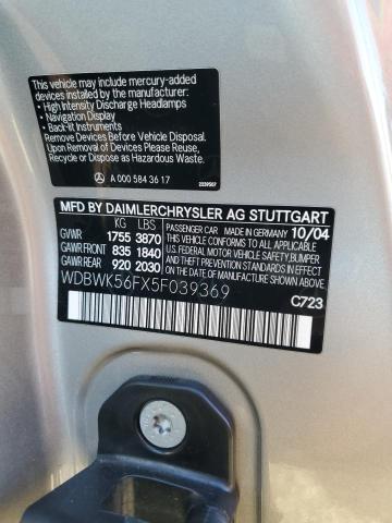 2005 Mercedes-benz Slk მანქანა იყიდება აუქციონზე, vin: WDBWK56FX5F039369, აუქციონის ნომერი: 71803176
