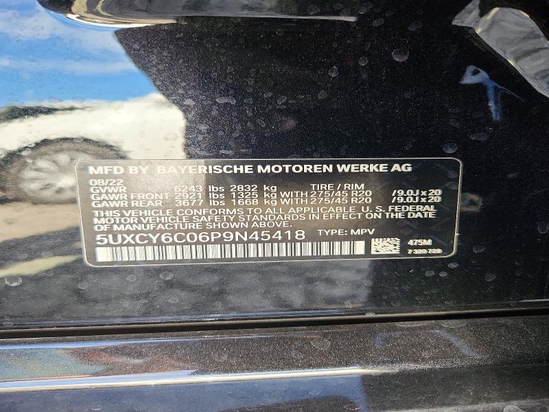 Aukcja sprzedaży 2023 Bmw X6, vin: 5UXCY6C06P9N45418, numer aukcji: 72450276