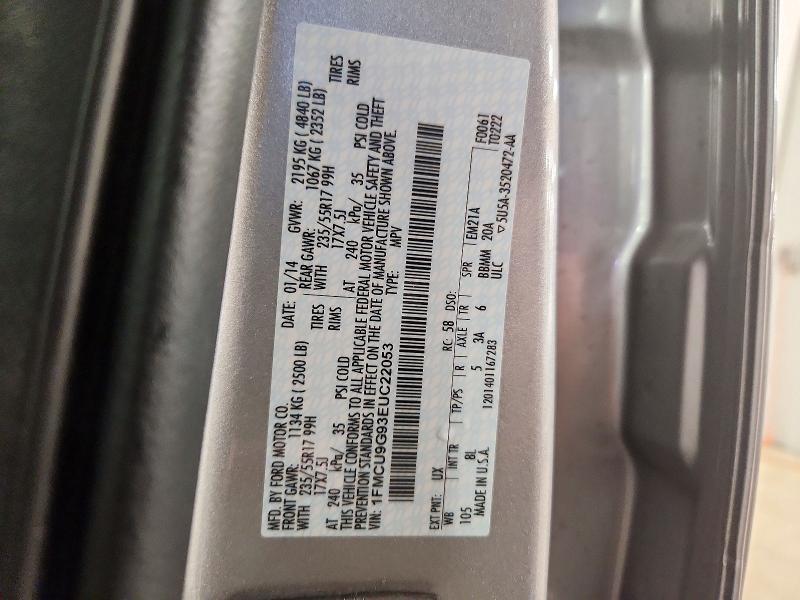 2014 Ford Escape მანქანა იყიდება აუქციონზე, vin: 1FMCU9G93EUC22053, აუქციონის ნომერი: 73114516