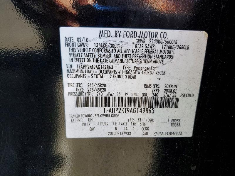 Продаж на аукціоні авто 2010 Ford Taurus, vin: 1FAHP2KT9AG149863, номер лоту: 73770196