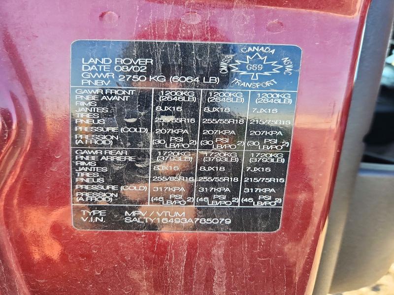 73593666 :رقم المزاد ، SALTY16493A785079 vin ، 2003 Land Rover Discovery Ii مزاد بيع