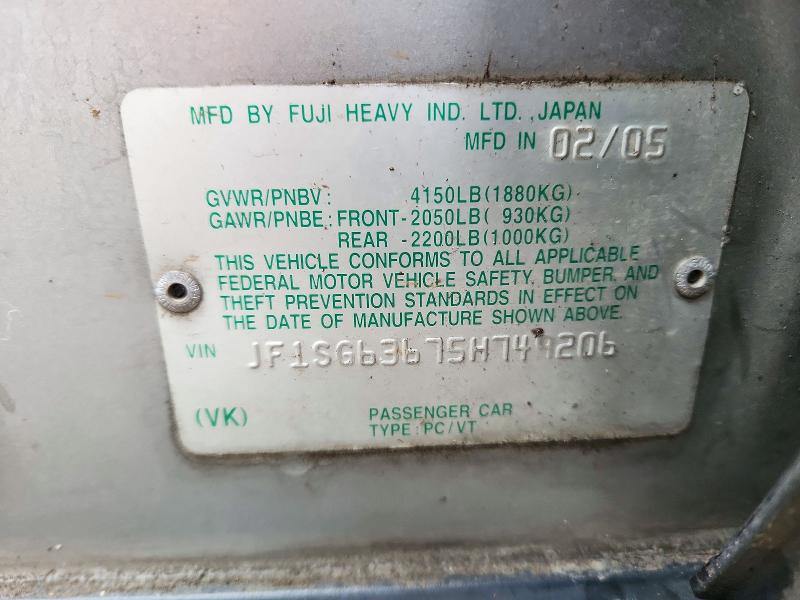 Продажа на аукционе авто 2005 Subaru Forester, vin: JF1SG63675H749206, номер лота: 71979386