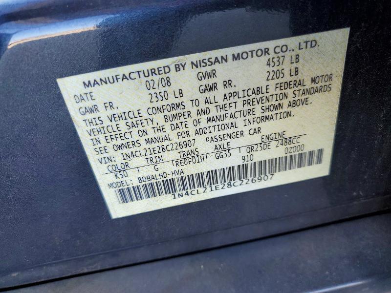 Aukcja sprzedaży 2008 Nissan Altima Hybrid, vin: 1N4CL21E28C226907, numer aukcji: 72628506