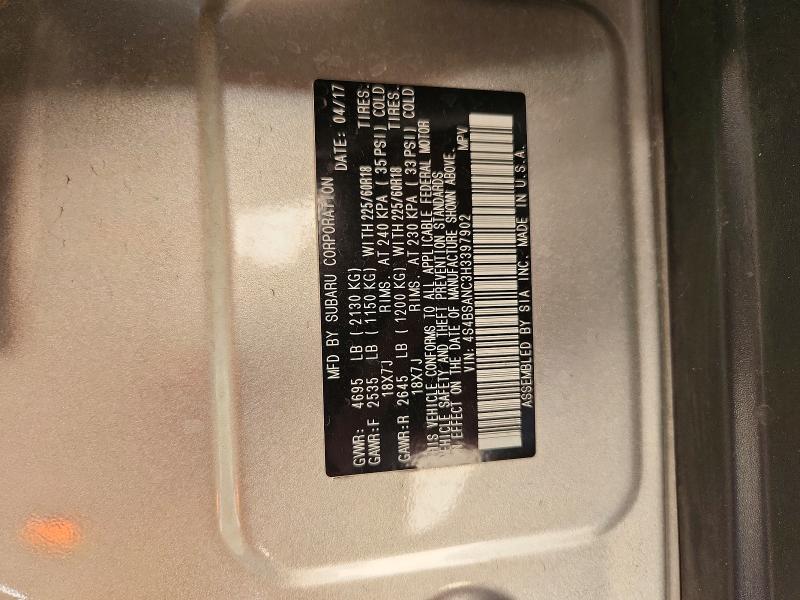 2017 Subaru Outback მანქანა იყიდება აუქციონზე, vin: 4S4BSANC3H3397902, აუქციონის ნომერი: 72549156