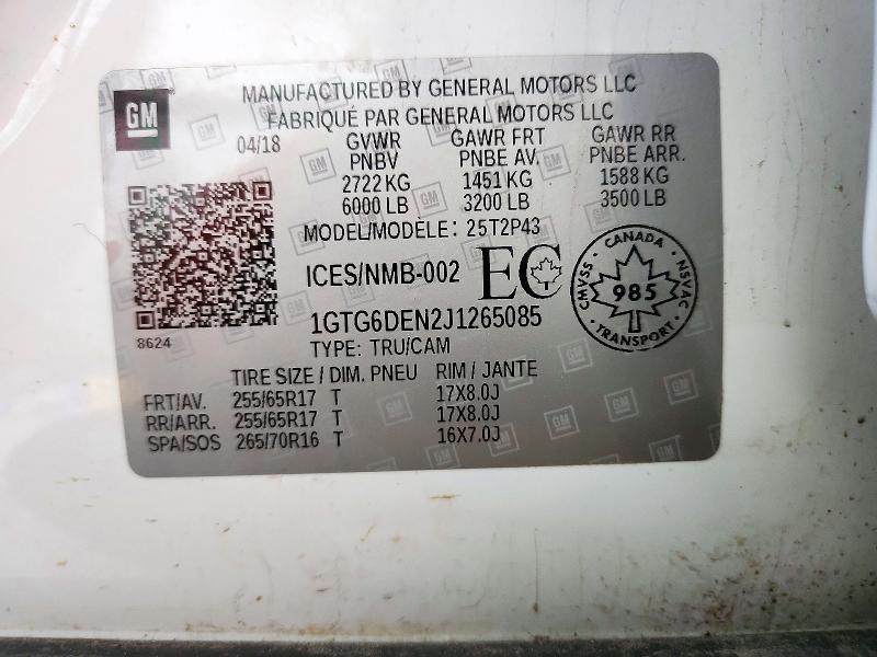 Продажа на аукционе авто 2018 Gmc Canyon, vin: 1GTG6DEN2J1265085, номер лота: 70715786