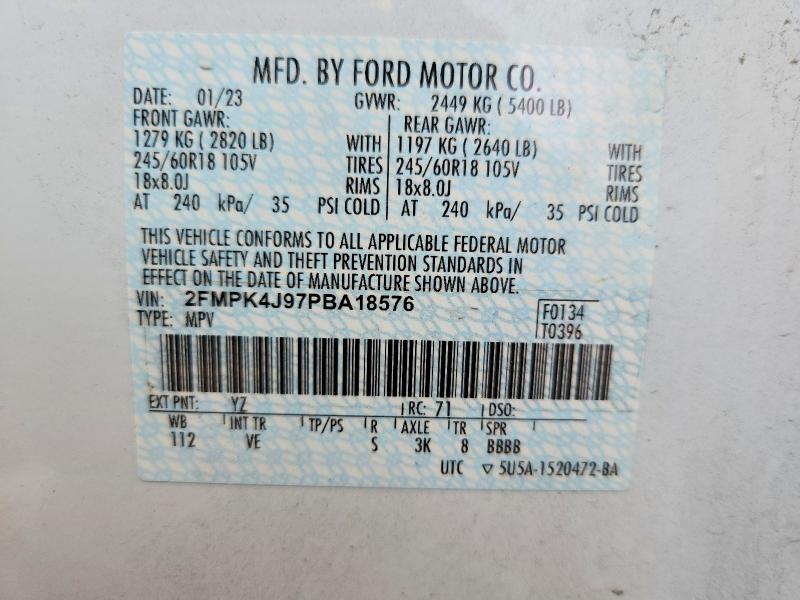 Продаж на аукціоні авто 2023 Ford Edge, vin: 2FMPK4J97PBA18576, номер лоту: 71585476