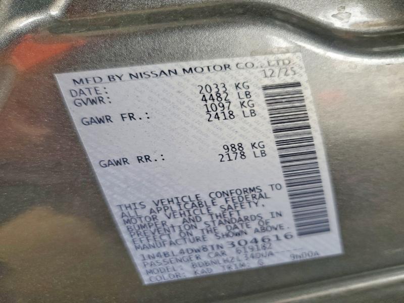 2026 Nissan Altima მანქანა იყიდება აუქციონზე, vin: 1N4BL4DW8TN304616, აუქციონის ნომერი: 71506136