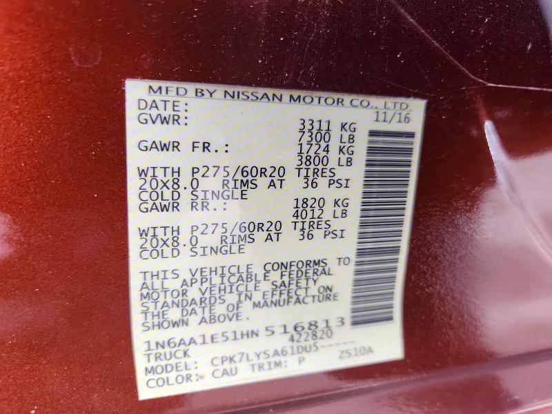 Продажа на аукционе авто 2017 Nissan Titan, vin: 1N6AA1E51HN516813, номер лота: 71540276