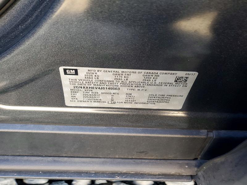 2018 Chevrolet Equinox მანქანა იყიდება აუქციონზე, vin: 2GNAXHEV4J6149563, აუქციონის ნომერი: 71585426