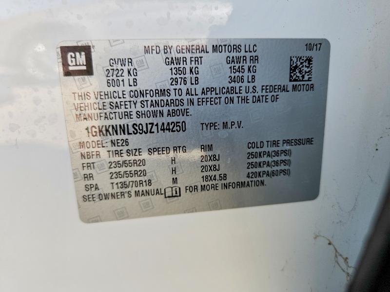 Aukcja sprzedaży 2018 Gmc Acadia, vin: 1GKKNNLS9JZ144250, numer aukcji: 71796376