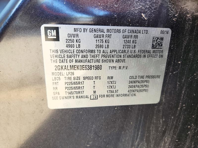 Продаж на аукціоні авто 2014 Gmc Terrain, vin: 2GKALMEK0E6381980, номер лоту: 72353396