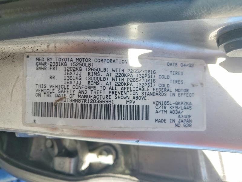 71905386 :رقم المزاد ، JT3HN87R120386961 vin ، 2002 Toyota 4runner مزاد بيع