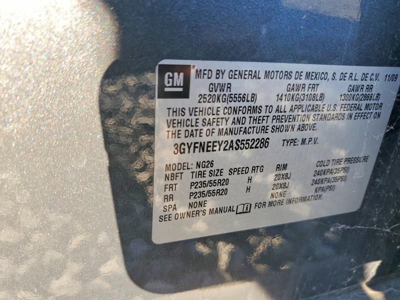 2010 Cadillac Srx მანქანა იყიდება აუქციონზე, vin: 3GYFNEEY2AS552286, აუქციონის ნომერი: 71029566