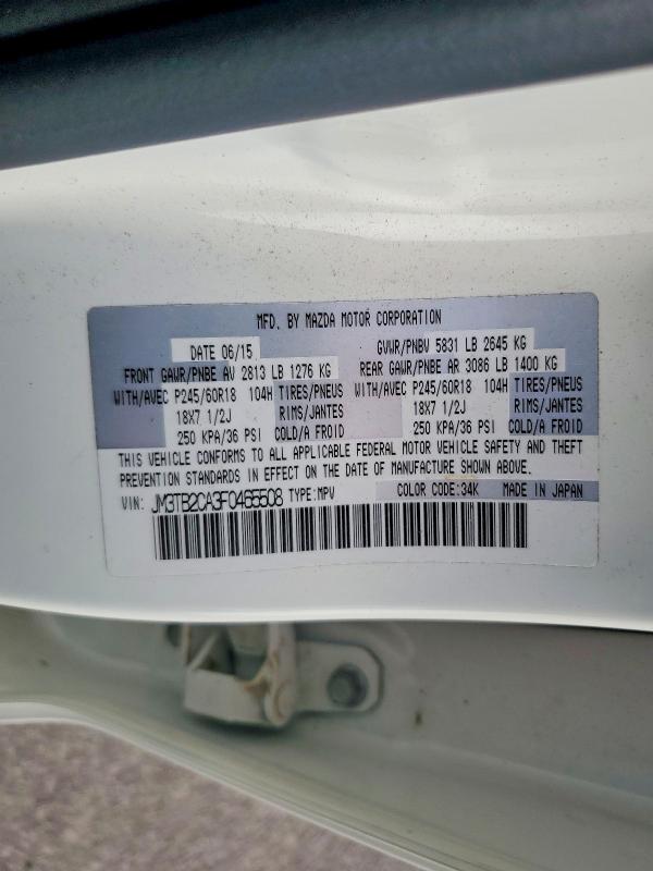 Продаж на аукціоні авто 2015 Mazda Cx-9, vin: JM3TB2CA3F0465508, номер лоту: 71186676
