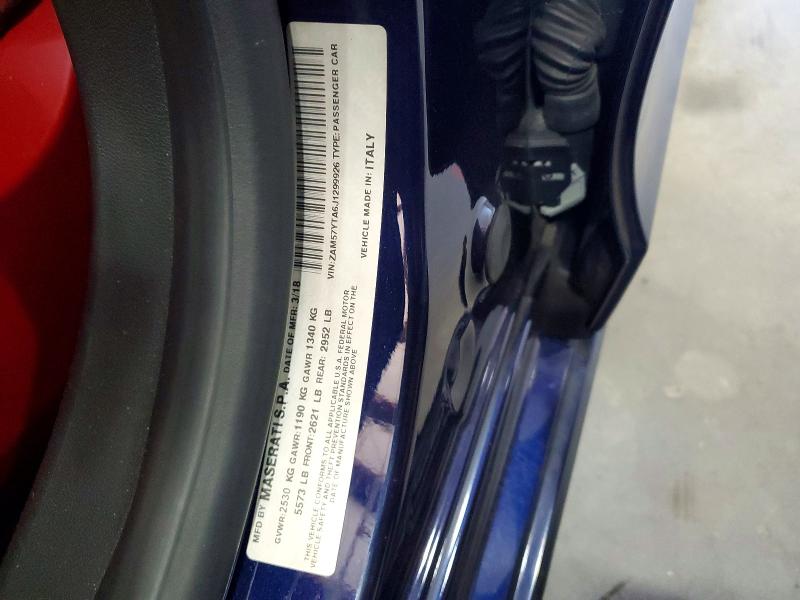 2018 Maserati Ghibli მანქანა იყიდება აუქციონზე, vin: ZAM57YTA6J1299926, აუქციონის ნომერი: 73911626