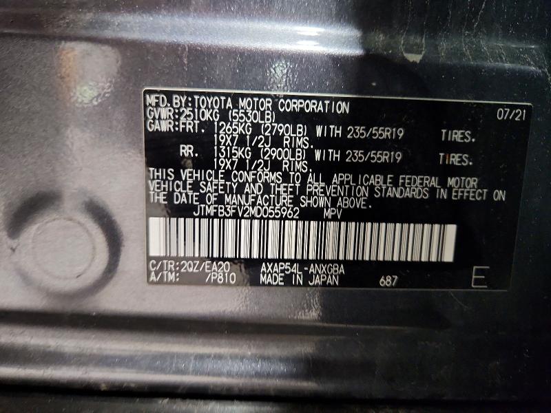 Продажа на аукционе авто 2021 Toyota Rav4 Prime, vin: JTMFB3FV2MD055962, номер лота: 70359736